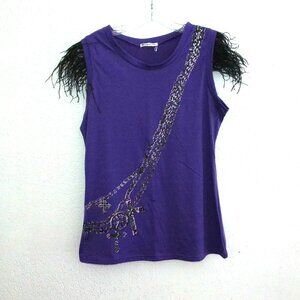 Gioia Fashion, Purple tank top, with animal prints and feather design